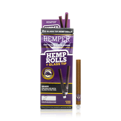 King Size Rolls Pre Enrolados con Boquilla de Vidrio Sabor Uva
